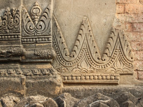 Carved stone wall Bagan